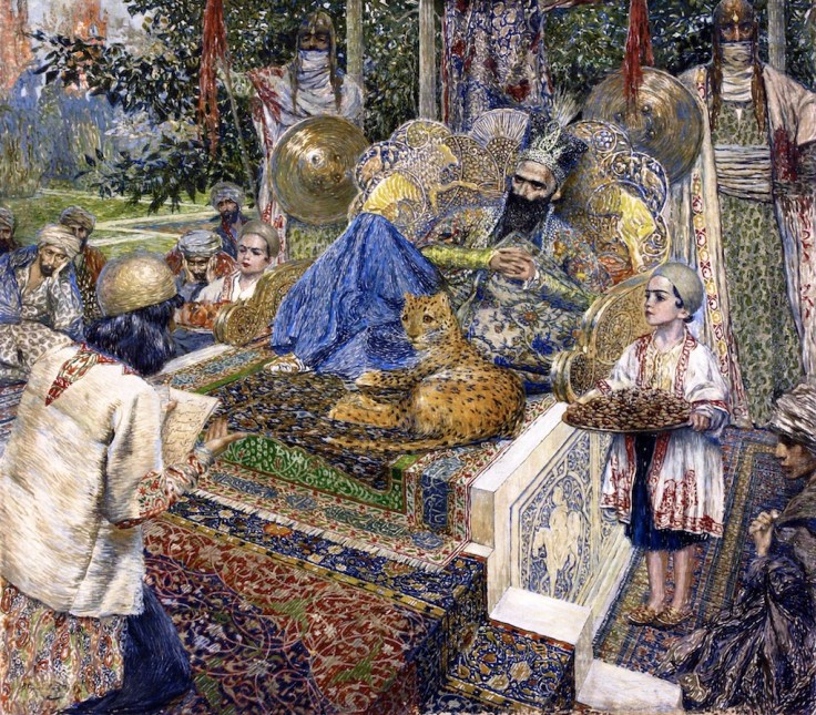 Фирдуси_читает_поэму_«Шах-Наме»_шаху_Махмуду_Газневи_(1913)